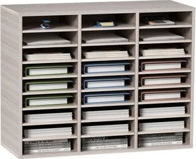 VEVOR Houten literatuurorganizer met 27 compartimenten, verstelbare planken, organizer van MDF, opbergruimte voor bestanden, documenten, papieren en tijdschriften op kantoor, thuis, op school, grijs