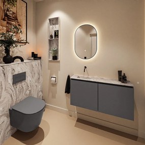 Mondiaz Ture DLux toiletmeubel 100cm dark grey met wastafel glace links zonder kraangat