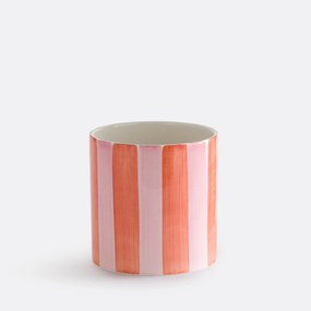 Gestreepte bloempot van keramiek, diameter 14 cm, Jaoma