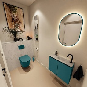 Mondiaz Ture DLux toiletmeubel 60cm smag met wastafel opalo rechts met kraangat