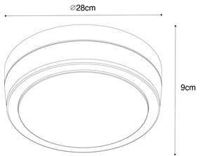 Moderne buiten plafondlamp zwart 28 cm IP44 - Flavi Modern E27 IP44 Buitenverlichting rond