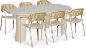 Tuinset 6 personen 240 cm Kunststof Taupe Domani Furniture Toscano/Guave