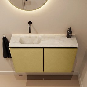 Mondiaz Ture DLux toiletmeubel 80cm oro met wastafel ostra links zonder kraangat