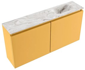 Mondiaz Ture DLux toiletmeubel 100cm ocher met wastafel glace rechts met kraangat