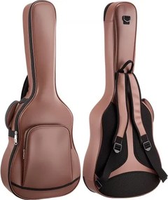 VEVOR gitaartas voor 41-inch akoestische gitaren met extern accessoirevak, bruin, gitaarrugzak met schuimvulling, handvat en schouderbanden, 1195 mm PU-leren gigbag