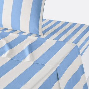Plat laken in katoen, Hendaye blauw