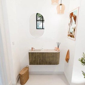 Mondiaz Joya DLux 90cm toiletmeubel ronding rechts dusk met wastafel faye links 1 kraangat frappe
