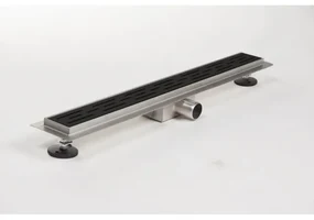 Brauer Douchegoot - 160x7x6.7cm - ondiepe vloerflens - zijuitloop - RVS - mat zwart sw6723/sw242158