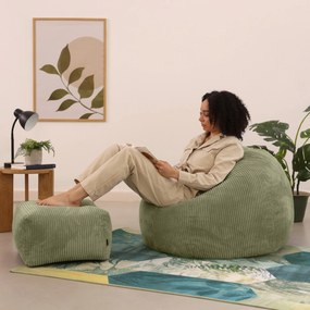 Cloudy Zitzak Corduroy + Poef - Olijf