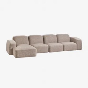 Bastian 4-delige Chaise Longue Modulaire Bank Links Bouclé Mokkabruin - Sklum