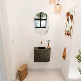 Mondiaz Joya DLux 50cm toiletmeubel ronding rechts shadow met wastafel faye links zonder kraangat lava
