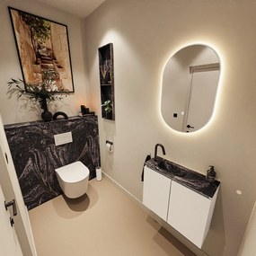 Mondiaz Ture DLux toiletmeubel 60cm talc met wastafel lava links met kraangat