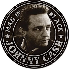 Metalen bord Johnny Cash - Man in Black Round