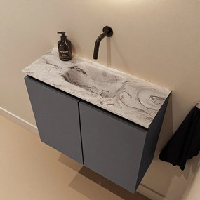 Mondiaz Ture DLux toiletmeubel 60cm dark grey met wastafel glace midden zonder kraangat