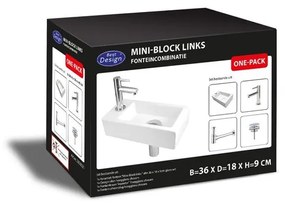 Best Design One Pack fonteinset - 36x18cm - kraan links - wit 3853021