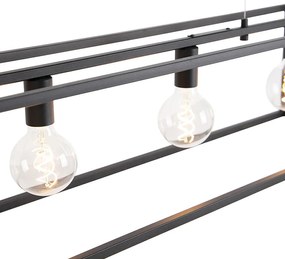 Moderne rechthoekige hanglamp zwart 5-lichts - Cage