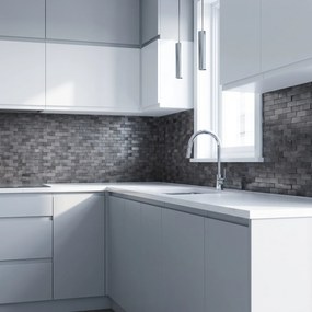 Zelfklevende Mozaïektegels Metaal | Steenstrip 3D Grafiet | 30×29,8 cm | Keuken, Bad &amp; WC
