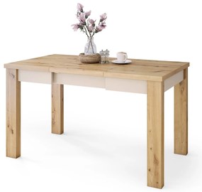 FONTE Eikenhout Artisan / beige - KLASSIEKE KEUKEN- /WOONKAMERTAFEL 85x75 UITKLAPBAAR TOT 130 cm!