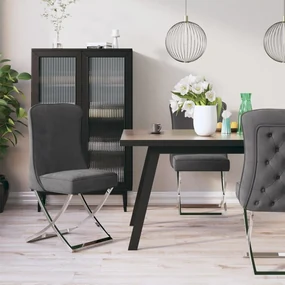 vidaXL Eetkamerstoelen 4 st 53x52x98 cm fluweel roestvrij staal grijs
