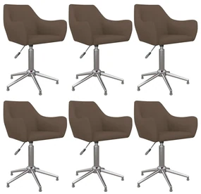 vidaXL Eetkamerstoelen draaibaar 6 st stof taupe