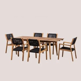 Uitschuifbare tafelset (160-210x90 cm) en 6 eetkamerstoelen Tenay - Sklum