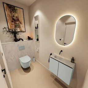 MONDIAZ TURE-DLUX 60cm toiletmeubel Greey. EDEN wastafel Opalo positie links. Zonder kraangat. TUREDX60GREL0OPA