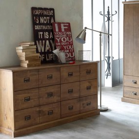 Ladekast, massief dennenhout, 6 lades, Lindley
