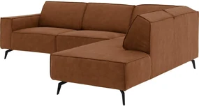 Goossens Hoekbank Hercules bruin, microvezel, 3-zits, modern design met ligelement rechts