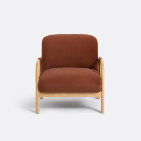 Loungestoel, fluweel en essenhout, VINDY