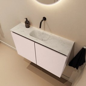 Mondiaz Ture DLux toiletmeubel 80cm rosee met wastafel opalo midden zonder kraangat