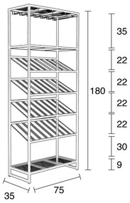 Zuiver Cantor Zwart Metalen Wijnrek - 75x35x180cm.