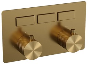 Brauer Gold Carving 3-weg inbouwthermostaat met drukknoppen messing geborsteld PVD