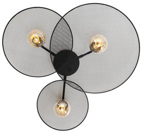 Design plafondlamp zwart met mesh 3-lichts - Jane