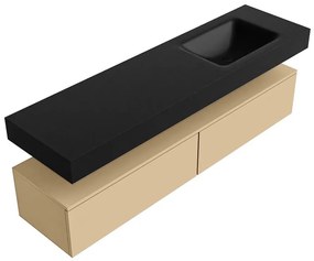 Zaro Alan badmeubel 170cm sand 2 lades met vrijhangende wastafel cloud rechts zonder kraangat urban