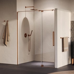 Brauer Stellar nisdeur met vaste wand 140cm koper geborsteld PVD