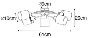 Stoffen Moderne plafondlamp zwart 5-lichts - Hetta Modern E14 rond Binnenverlichting Lamp