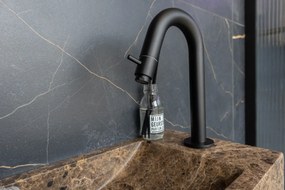 Saniclear Dark Emperador fonteinset met gebogen kraan in mat zwart