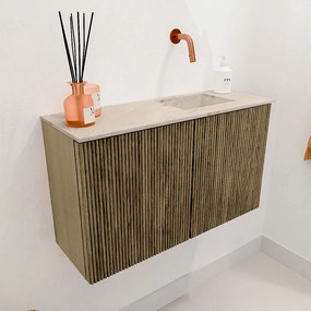 Mondiaz Joya DLux 70cm toiletmeubel dusk met wastafel faye rechts zonder kraangat frappe