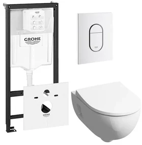 Geberit 300 basic toiletset inclusief Grohe inbouwreservoir en Grohe Arena bedieningsplaat wit 0729205/0729242/sw398922/