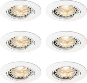 Set van 6 moderne inbouwspots wit kantelbaar GU10 50mm - Edu