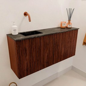 Mondiaz Joya DLux 90cm toiletmeubel ruby met wastafel faye links zonder kraangat lava