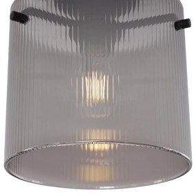 Art Deco plafondlamp zwart met smoke glas - Laura Art Deco E27 rond Binnenverlichting Lamp