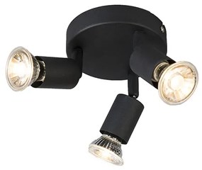 Industriële Spot / Opbouwspot / Plafondspot zwart kantelbaar rond 3-lichts - Jeany Modern GU10 Binnenverlichting Lamp