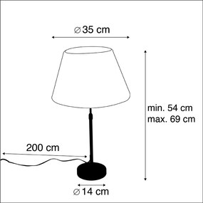 Stoffen Tafellamp zwart met plisse kap crème 35 cm verstelbaar - Parte Landelijk / Rustiek E27 cilinder / rond rond Binnenverlichting Lamp