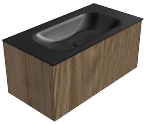 Mondiaz Kurve 90cm badmeubel dusk met 1 lade en wastafel big small midden zonder kraangat urban