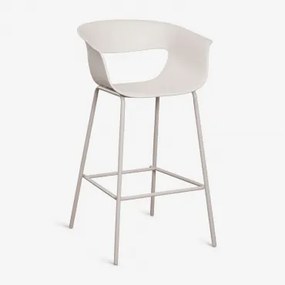 Set Van 4 Hoge Krukken Van Polypropyleen En Staal Alanys ↑75 Cm & Steen Wit - Sklum