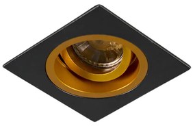 Set van 6 Inbouwspot zwart met goud 9,3 cm draai- en kantelbaar - Chuck