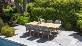 4 Seasons Outdoor Ancora dining set Teak Silver Grey met Bel Air tafel  Tuinset    houtkleur weerbestendig