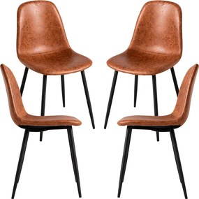 Set 4 Black Teok Kunstlederen Stoelen