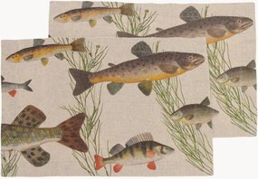 Linnen placemats Freshwater Fish, 2-delig